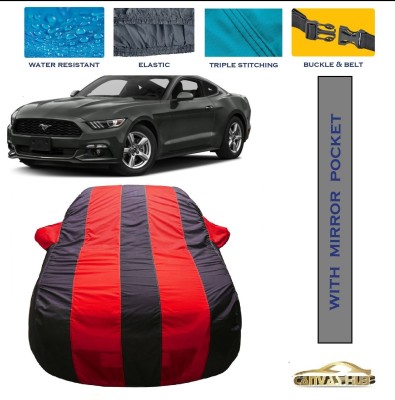 CANVAS HUB Car Cover For Ford Mustang (With Mirror Pockets)(Red, Blue)