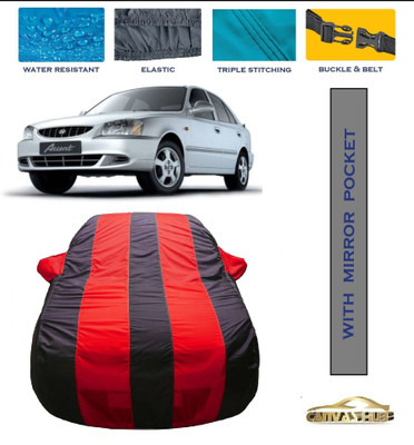 CANVAS HUB Car Cover For Hyundai Accent Viva (With Mirror Pockets)(Red, Blue)