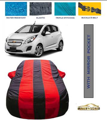 CANVAS HUB Car Cover For Chevrolet Spark (With Mirror Pockets)(Red, Blue)
