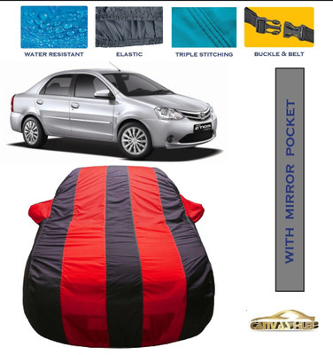 CANVAS HUB Car Cover For Toyota Etios (With Mirror Pockets)(Red, Blue)