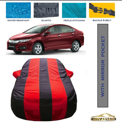 CANVAS HUB Car Cover For Honda City i-Dtec (With Mirror Pockets)(Red, Blue)