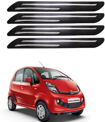 ARNEJA Rubber Car Bumper Guard(Black, Silver, Pack of 4, Tata, Nano)