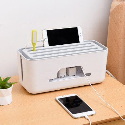 MOJIBO 2 Compartments Plastic Cable box(White)