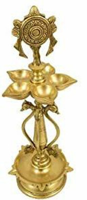 Radha A Unique Store Brass Fine Carved Standing Sudershan Chakra Deepak Brass Table Diya Set(Height: 15 inch)