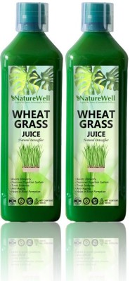 Naturewell Wheat Grass Juice 500 ml.Natural Juice for Building Immunity.Effective for Detoxification. High Chlorophyll.Fresh Sprouted Premium Wheatgrass | No Added Artificial Flavours I Gluten Free I (PACK OF 2)(1000 ml)