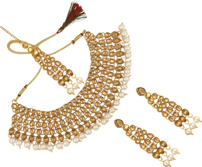 piah fashion Alloy Gold-plated White, Gold Jewellery Set(Pack of 1)