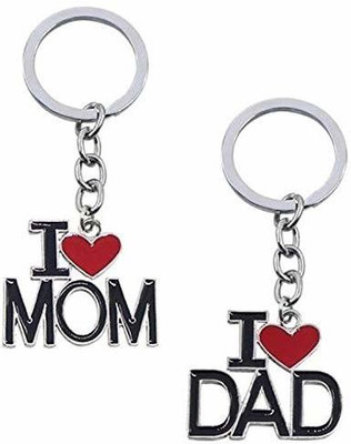 Virom I Love Mom and Dad Metal Keychain For Mother & Father Birthday, Anniversary Gift Key Chain