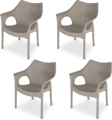 Supreme Cambridge for Home & Garden Plastic Outdoor Chair(Dark Beige, Set of 4, Pre-assembled)