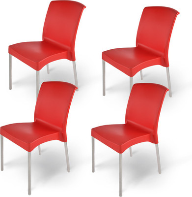 Supreme Hybrid Plastic Outdoor Chair(Red, Set of 4, Pre-assembled)