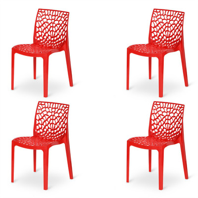 Supreme Web for Home & Garden Plastic Outdoor Chair(Coke Red, Set of 4, Pre-assembled)