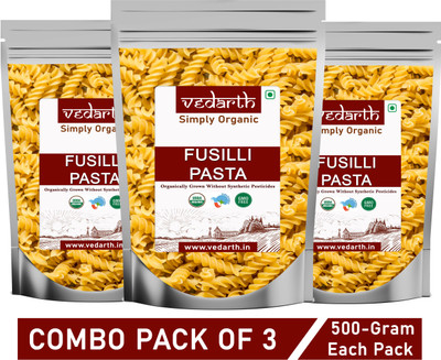 Vedarth Combo Pack of 3 Organic Fuselli Pasta Durum Wheat 500 Gram Each Fusilli Pasta(Pack of 3, 1.5 kg)