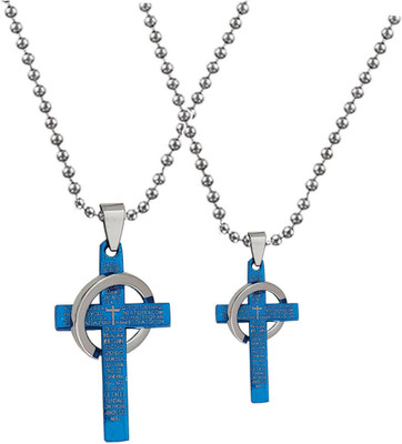 Shiv Jagdamba Rhodium Stainless Steel Pendant Set