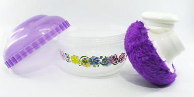Klarishu New Born Baby Powder Puff with Container and Holder (Purpule) - 30 ML Filling Telcome Powder(Purple)