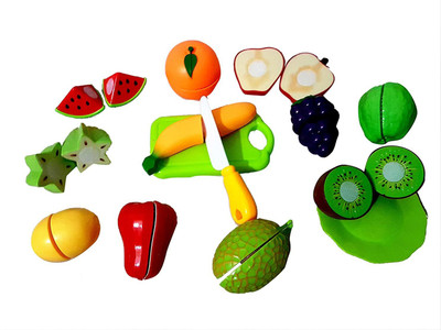 MON N MOL Realistic Sliceable 15 Pcs Fruits Cutting Play Toy Set