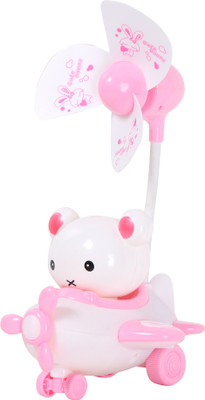 Pokory Fan for Kids and Travelling Use Portable Cooling MINI toy for Kids with Teddy design Pink Colour Pack of 1