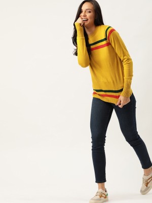 Dressberry Striped Round Neck Casual Women Multicolor Sweater