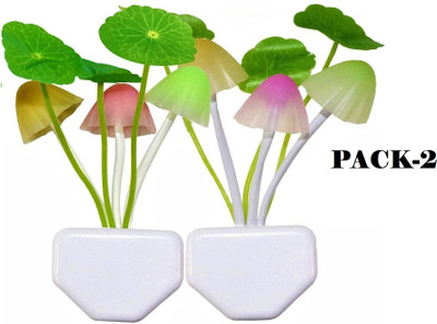 REEPUD Fancy Mushroom Shape LED Color Changing Light Automatic Sensor Night Lamp (pack-2) Night Lamp(12 cm, Multicolor)