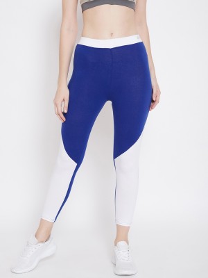 Ds Fashion Color Block Women White, Blue Tights