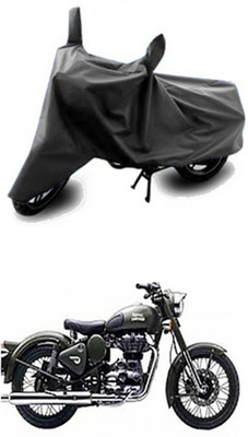 Vedika Collection Two Wheeler Cover for Royal Enfield(Battle Green, Grey)