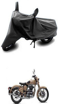 Vedika Collection Two Wheeler Cover for Royal Enfield(Classic 500, Grey)