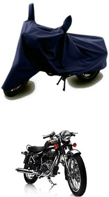 Vedika Collection Two Wheeler Cover for Royal Enfield(Electra Delux, Blue)