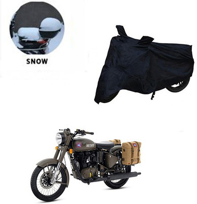 saanvi Waterproof Two Wheeler Cover for Royal Enfield(Classic 500, Black)
