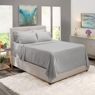 Divine Homes 130 TC Microfiber Double Solid Flat Bedsheet(Pack of 1, Grey)