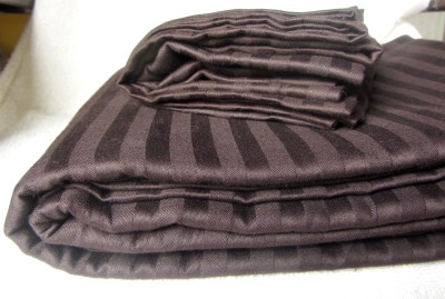 rachika fabriks 300 TC Cotton King Striped Flat Bedsheet(Pack of 1, Dark Coffee Brown)
