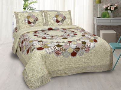 Texstylers 220 TC Cotton King Jaipuri Prints Flat Bedsheet(Pack of 1, Green)
