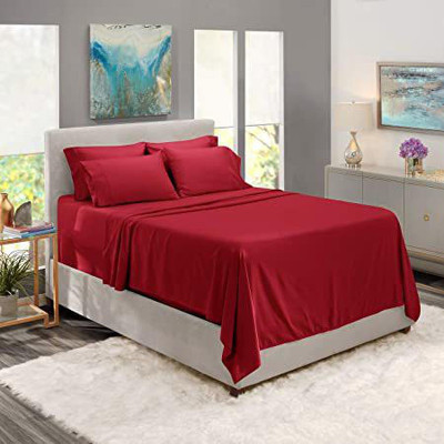 Divine Homes Microfiber Double Flat 130 TC Solid Bedsheet(Pack of 1, Maroon)