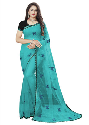 Fashion Day Printed Bollywood Net Saree(Light Blue)