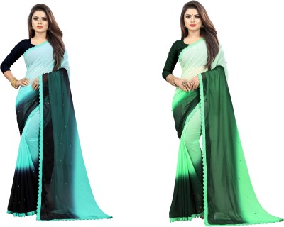 fashion Day Embellished Bollywood Georgette Saree(Pack of 2, Multicolor)