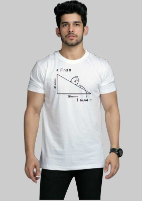 Classic Printed Men Round Neck White T-Shirt