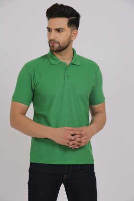 jorkk Solid Men Polo Neck Green T-Shirt