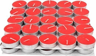 Kuber Selection Pack of 50 Pcs Red Unscented Tea Light Candles, Smokeless Paraffin Candle(Red, Pack of 50)