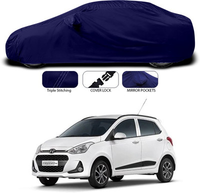 SEBONGO Car Cover For Hyundai Grand i10 (With Mirror Pockets)(Blue)