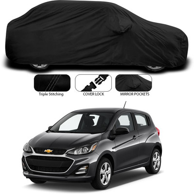 ANTHUB Car Cover For Chevrolet Spark (With Mirror Pockets)(Black)