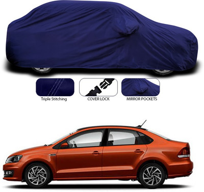 ANTHUB Car Cover For Volkswagen Vento (With Mirror Pockets)(Blue)