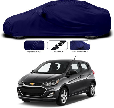 SEBONGO Car Cover For Chevrolet Spark (With Mirror Pockets)(Blue)