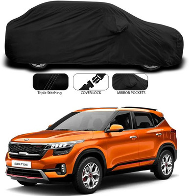 ANTHUB Car Cover For Kia SELTOS (With Mirror Pockets)(Black)