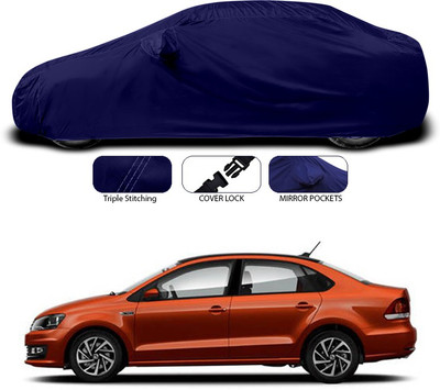 ANTHUB Car Cover For Volkswagen Vento (With Mirror Pockets)(Blue)