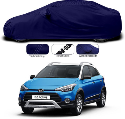 ANTHUB Car Cover For Hyundai i20 Active (With Mirror Pockets)(Blue)