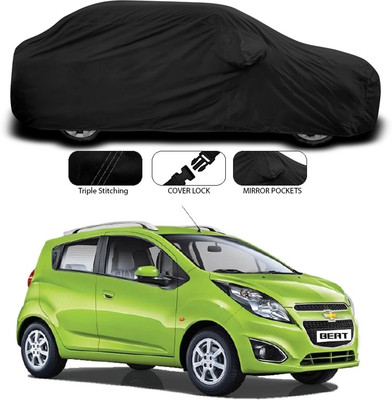 ANTHUB Car Cover For Chevrolet Beat (With Mirror Pockets)(Black)