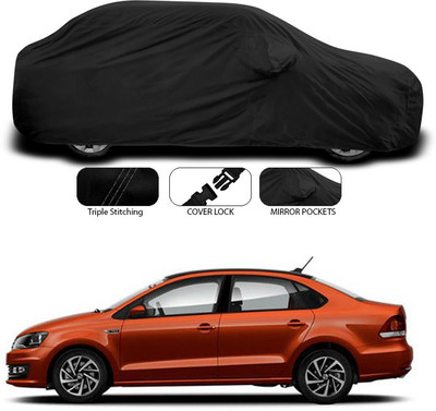 SEBONGO Car Cover For Volkswagen Vento (With Mirror Pockets)(Black)
