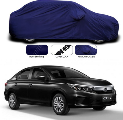 SEBONGO Car Cover For Honda City ZX (With Mirror Pockets)(Blue)