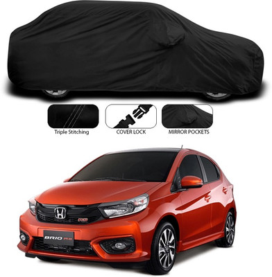 ANTHUB Car Cover For Honda Brio (With Mirror Pockets)(Black)