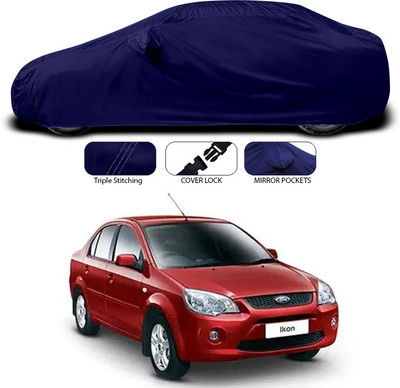 ANTHUB Car Cover For Ford Ikon (With Mirror Pockets)(Blue)