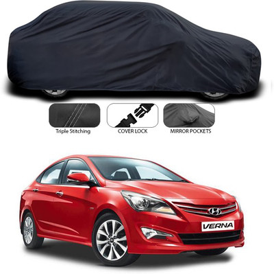 ANTHUB Car Cover For Hyundai Fluidic Verna 4S (Without Mirror Pockets)(Black)