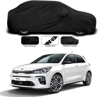 SEBONGO Car Cover For Kia Rio (With Mirror Pockets)(Black)
