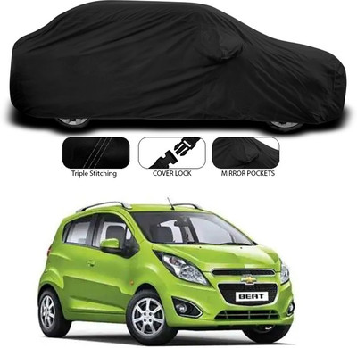ANTHUB Car Cover For Chevrolet Beat (With Mirror Pockets)(Black)